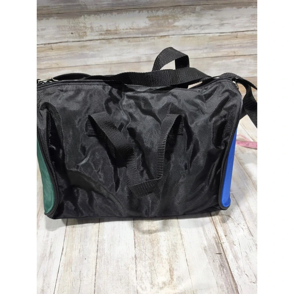 Pacific‎ Connections Vintage Colorblock Duffel Bag Black Green Blue Small Travel